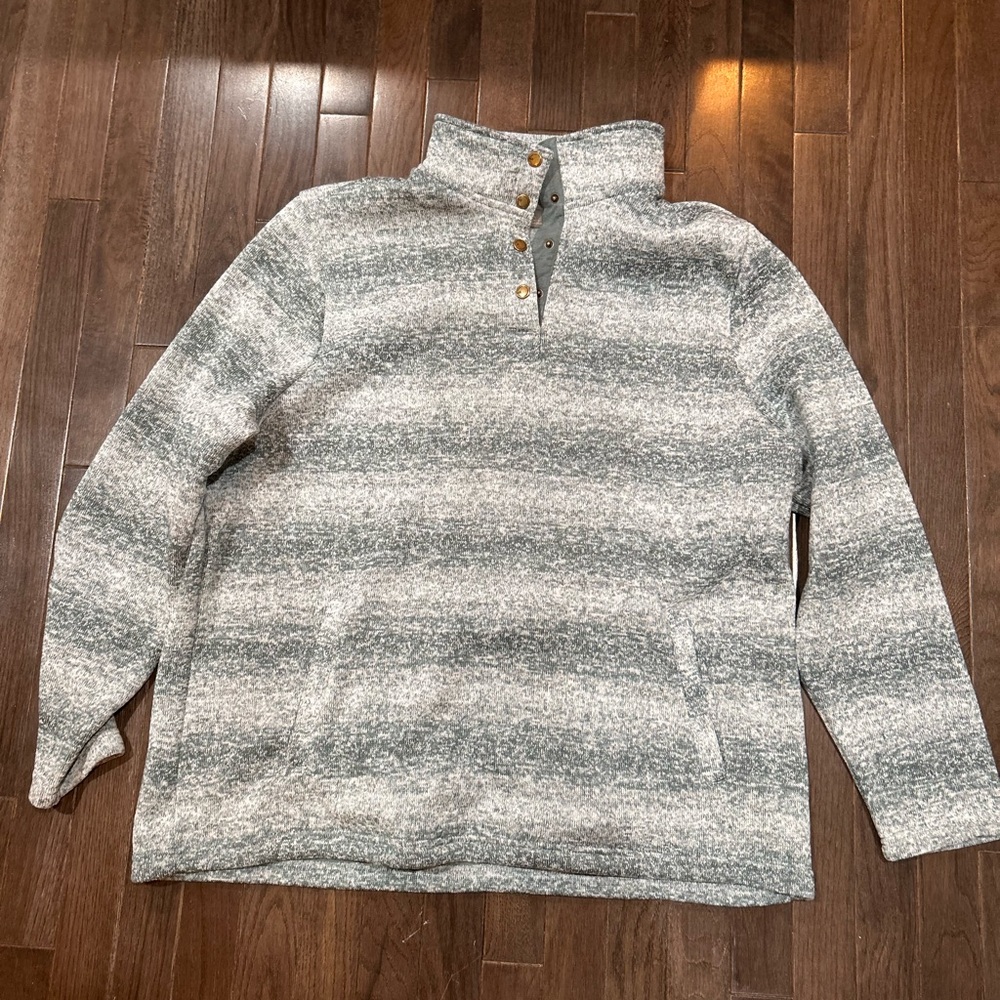 Natural Reflections Teal Gray and White Men's Sweater quarter snap